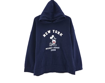Rare! Mickey Mouse New York Cartoon Disney Minnie Mouse Big Logo Hoodies Crewneck Sweatshirt Jumper Pullover Style Fashion / Size Large