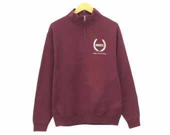 ¡Raro! Sudadera vintage Jerzees de cuello redondo con media cremallera y logo pequeño de los Cardinals de Lowell High School / Talla mediana