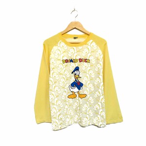Rare! Disney Donald Duck Big Logo Embroidery Full Print Spellout Vintage Cartoon Crewneck Sweatshirt Jumper Pullover / Size Medium