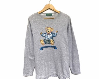 Rare! Bear Traditional Animal Republic Big Logo Spellout Vintage 90s Crewneck Sweatshirt Jumper Pullover Style Fashion Designer/ Size Medium