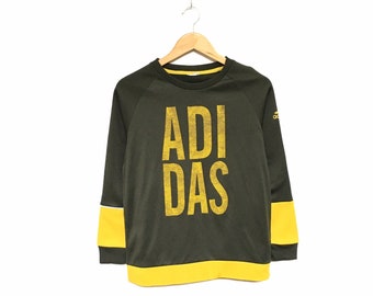 Rares ! Sweat-shirt à col rond Adidas avec gros logo brodé
