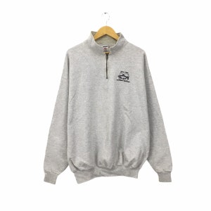 Selten ! Lachs Hawg Fisch Tournament Angeln Kleines Logo Stickerei Spellout Vintage 90er Jahre Jerzees Crewneck Sweatshirt Pullover / Größe XXL