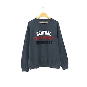 Rare! Central Washington University Mv Sport Vintage 90s Big Logo Embroidery Spellout Crewneck Sweatshirt Pullover College Fashion / Size XL