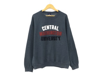 レア！セントラル・ワシントン大学 MVスポーツ ヴィンテージ 90年代 ビッグロゴ刺繍入りクルーネック スウェットシャツ プルオーバー カレッジファッション / サイズXL
