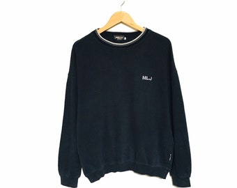 Rare! Michiko London Jeans 90s Vintage Big Logo Embroidery Spellout Crewneck Sweatshirt Jumper Pullover Japanese Brand Fashion / Size Large