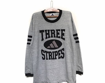 Rares ! Sweat-shirt Adidas à trois bandes avec grand logo brodé fabriqué au Japon à manches longues/Taille L