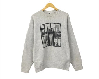 VINTAGE Fruit of the Loom Sweatshirt Men Large Black Tiger