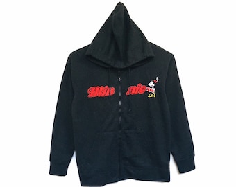 Rare! Minnie Mouse Mickey Mouse Disney Cartoon Big Logo Full Zipper Sweater Hoodies Sweatshirt Pullover Spellout Style Fashion / Size Small