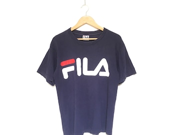 Rare! Fila Big Logo Spellout Vintage 90s Made In USA Sportswear Streetwear Tee T Shirt Fashion Designer / Size Small