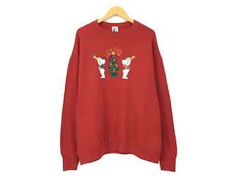 Rare! Christmas Atlas Sportswear Made In USA Vintage 90s Big Logo Spellout Vintage Crewneck Sweatshirt Jumper Pullover Fashion / Size XLarge