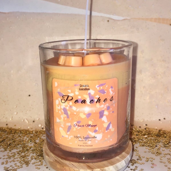 Peach Mango Soy Candle Spring Scent Summer Relax Love Fruity Peaches