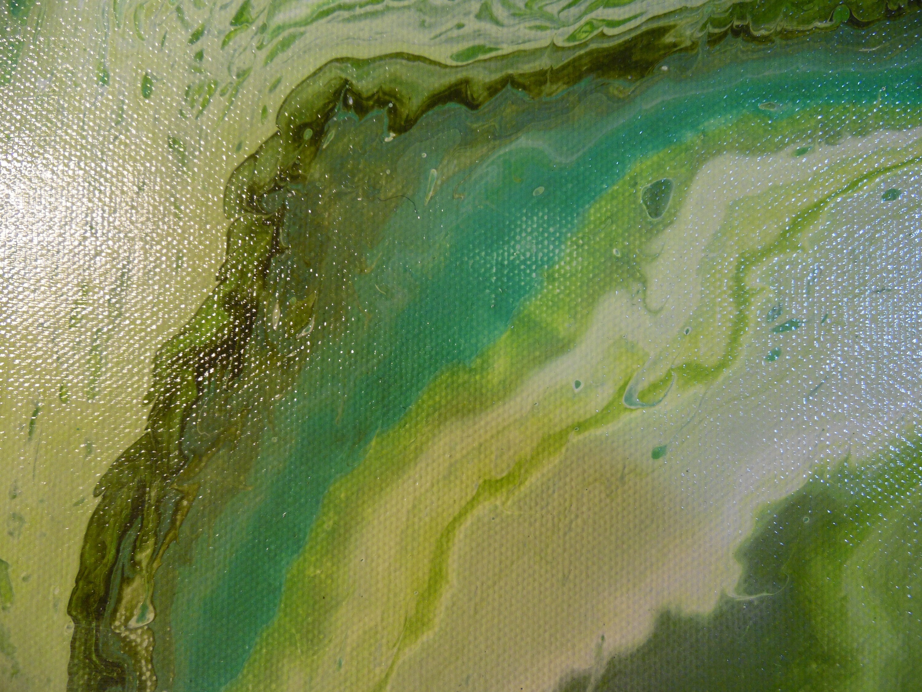 Large Green Abstract Acrylic Fluid Pour Painting Etsy