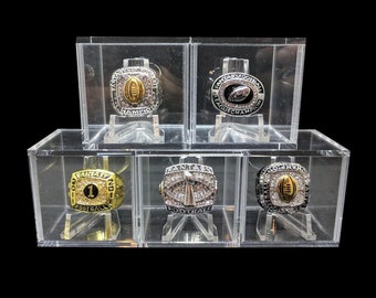 Championship Ring Display Case Box Clear Stand Holder Cube Ring Box Vitrine Acryl Square Cube Box 2 inch Plastic Box *USA FAST SHIP*