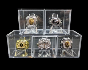 Championship Ring Display Case Box Clear Stand Holder Cube Ring Box Display Case Acrylic Square Cube Box 2 inch Plastic Box *USA FAST SHIP*