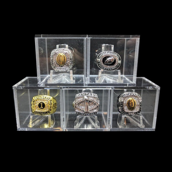 Championship Ring Display Case Box Clear Stand Holder Cube Ring Box Display Case Acrylic Square Cube Box 2 inch Plastic Box *USA FAST SHIP*