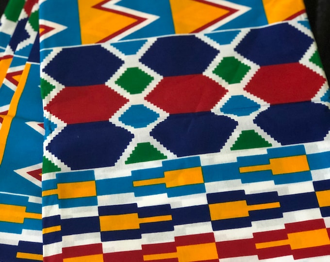 K110 Per yard yellow red Blue green kente african Fabric kente Wax print kente cloth Materialhead wrap