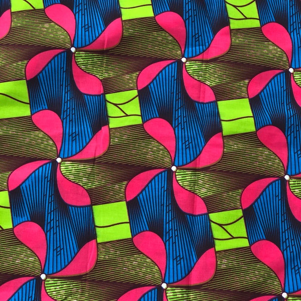 GPB1 tejido africano cortado a tamaño azul fucsia rosa verde diseño african Fabric / African Wax print/ Ankara
