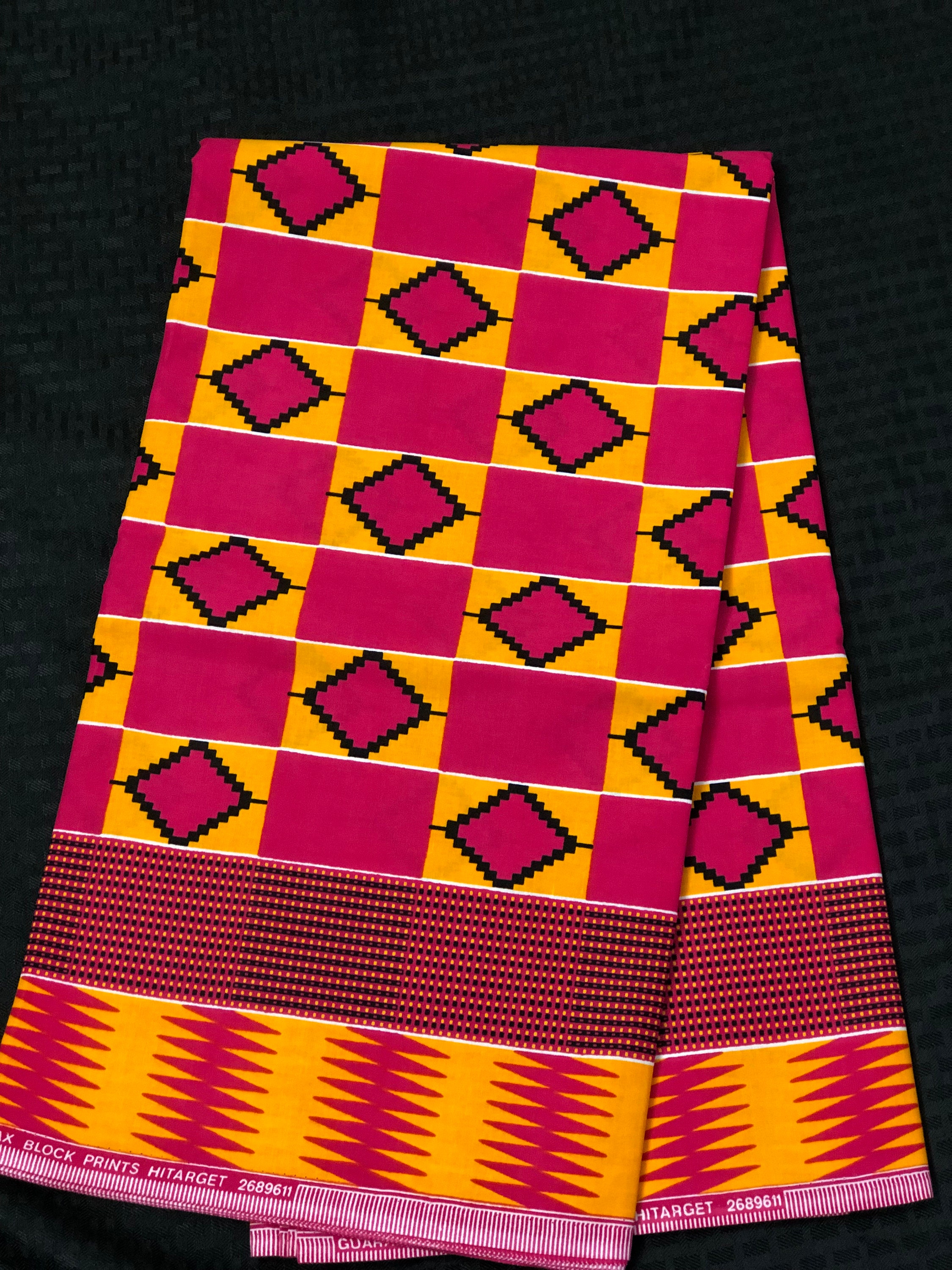 K640 6 yards pink/yellow green kente african Fabric/ kente Wax | Etsy
