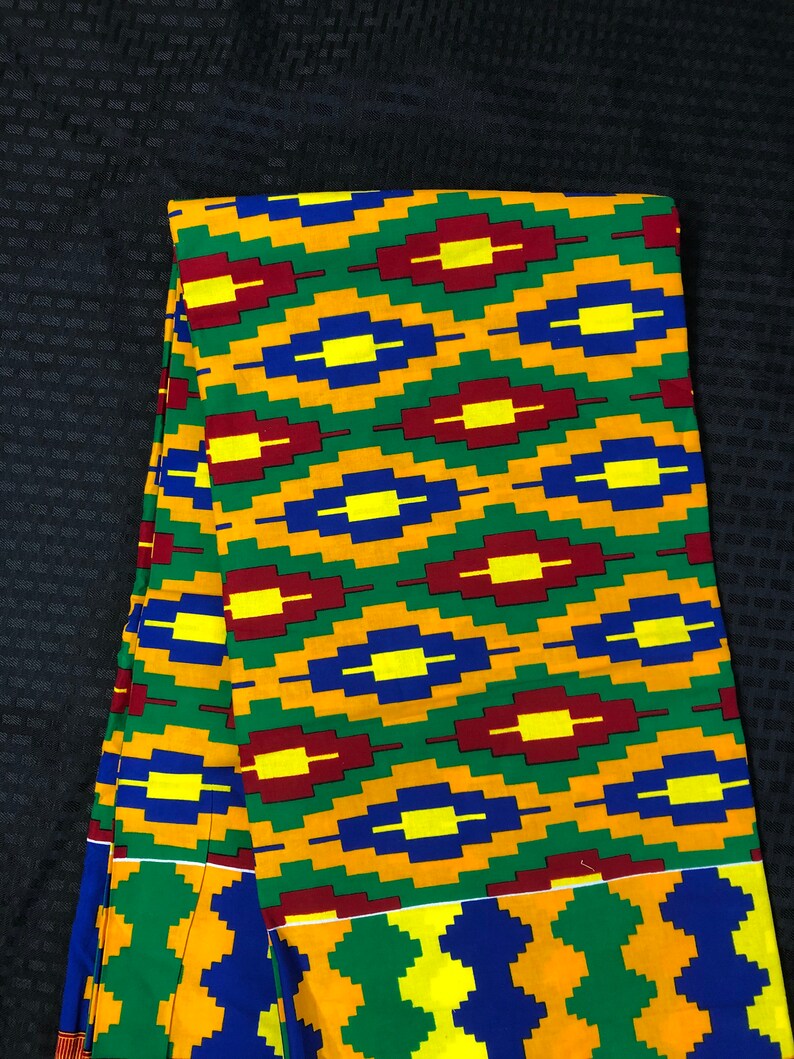 K156 african fabric per yard orange yellow red green kente kente Wax print kente cloth Materialhead wrap
