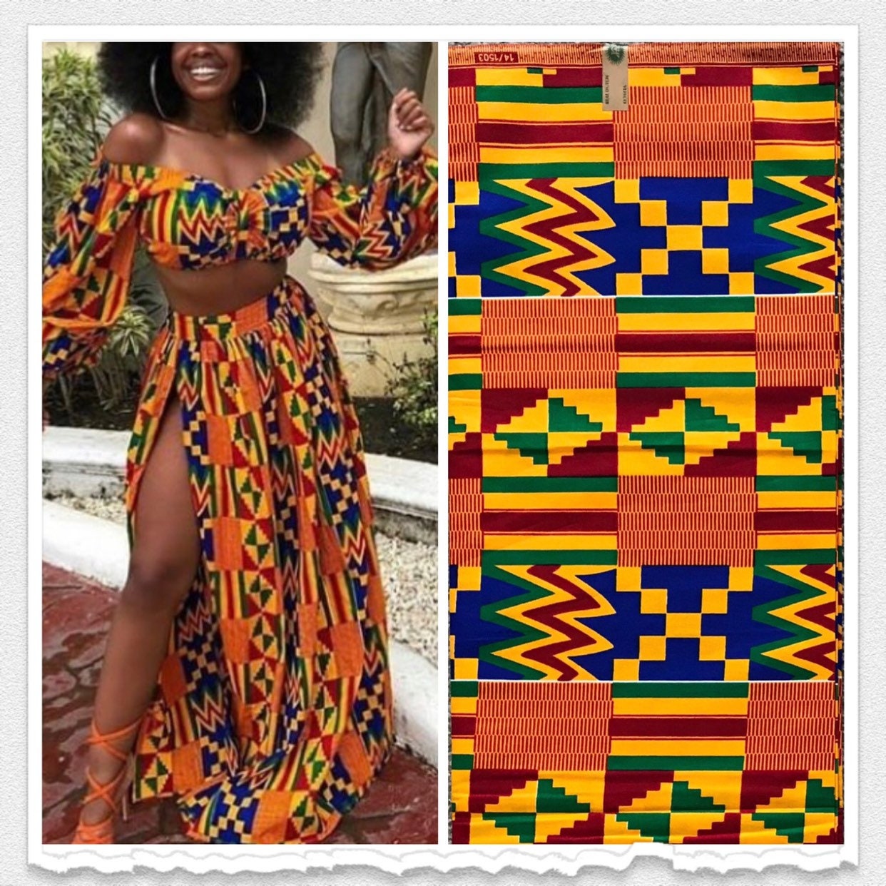 K119 african fabric kente per yard yellow/ red/ Blue kente Etsy