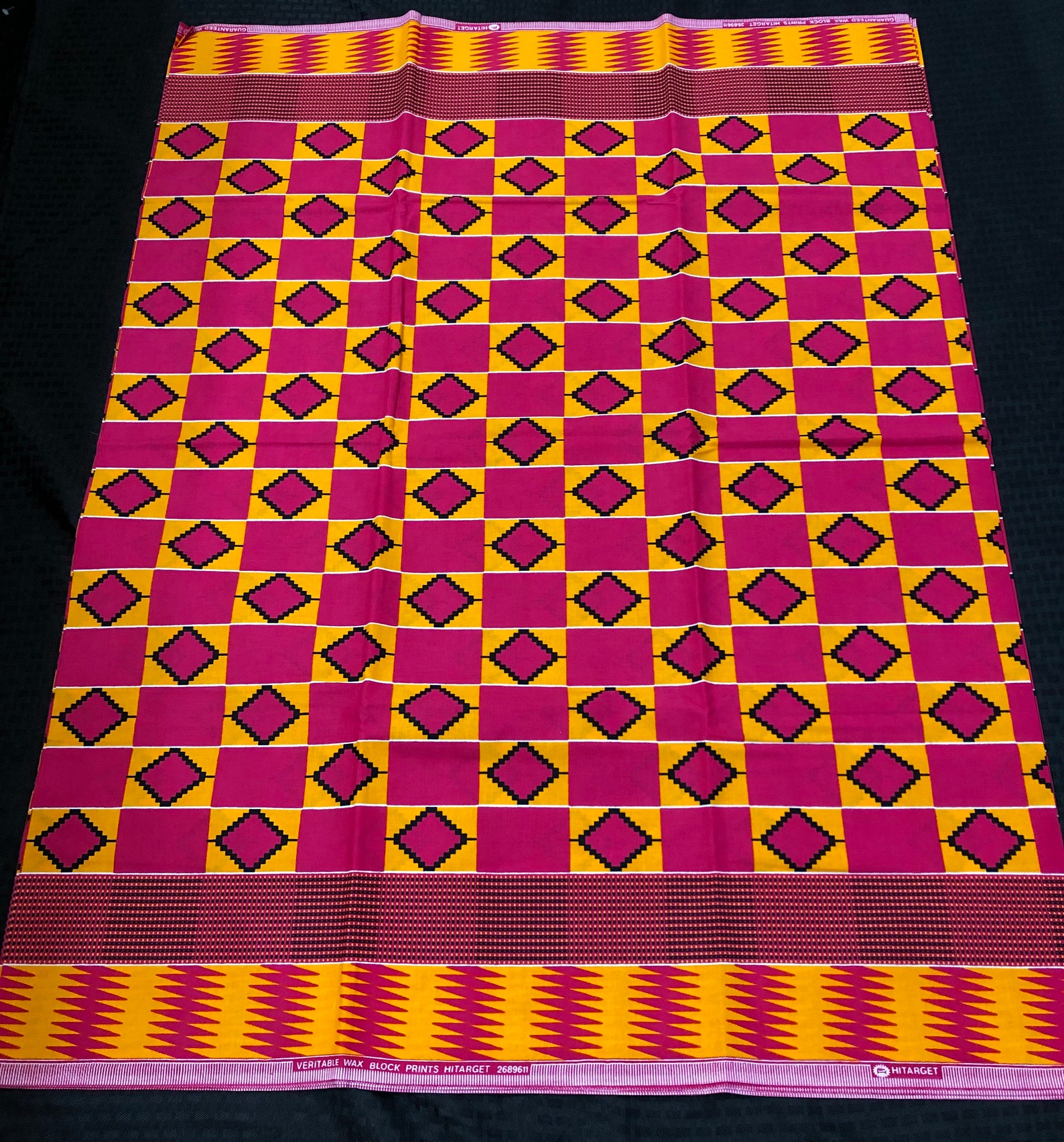 K640 6 yards pink/yellow green kente african Fabric/ kente Wax | Etsy