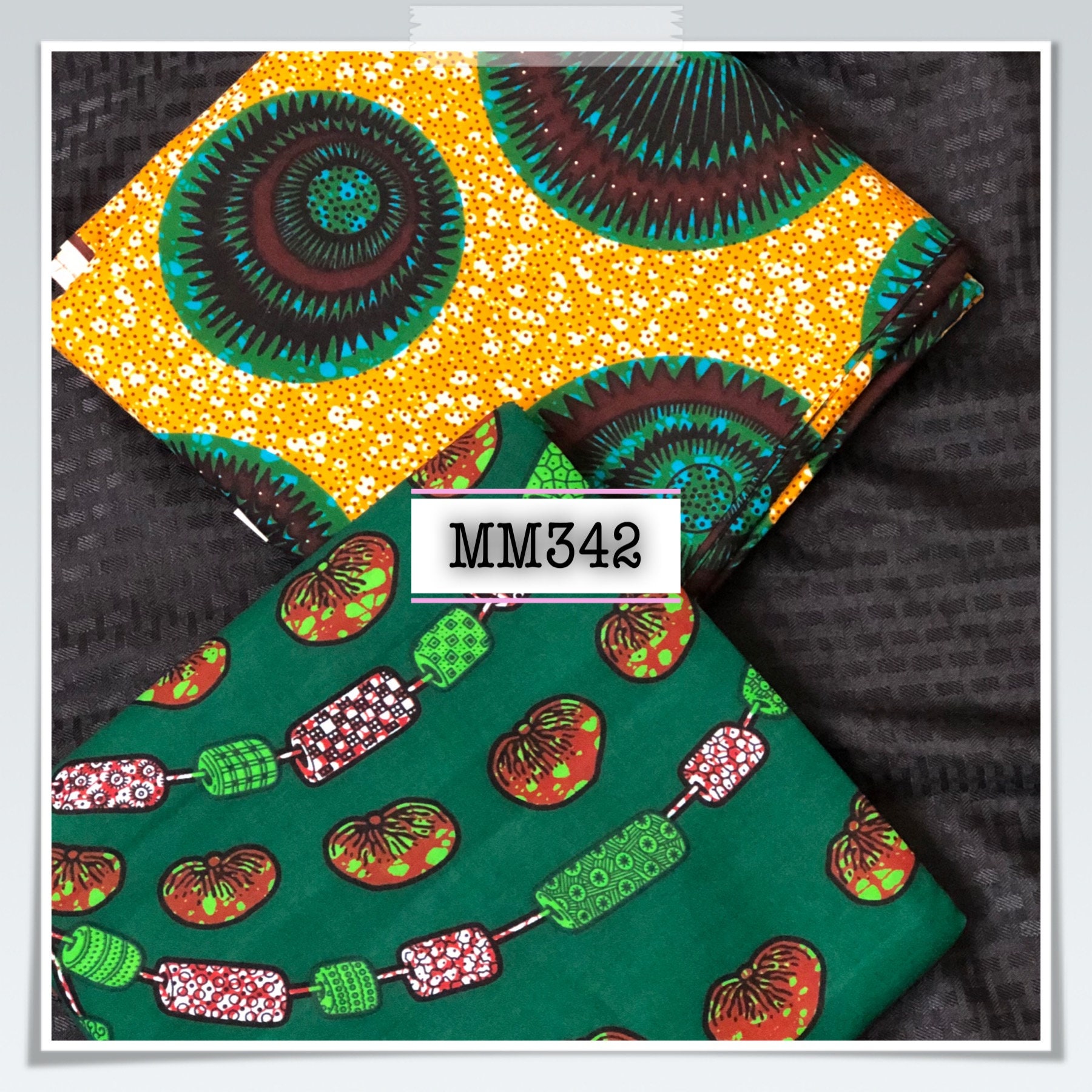 Mm342 3 Yds Each Green Yellow Eye Fabric Pair Mix And Match