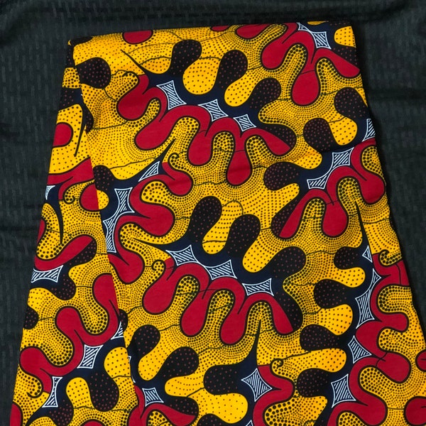 ORB1 afrikanischen Druck Bulk Lager rot orange Puzzle afrikanischen Stoff / afrikanische Kleidung / afrikanische Wohnkultur / ethnische Druck / afrikanischen Material