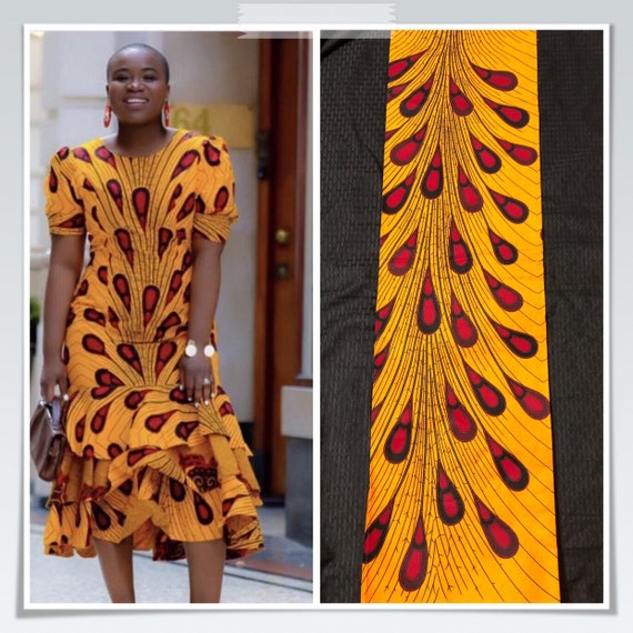 Orange Peacock African Print Fabric