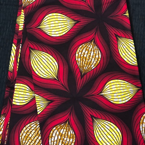 RY11 tela africana cortada a talla blanco / negro rojo floral africano impresión de cera africana: Ankara para vestidos de costura / arte africano / impresión tribal