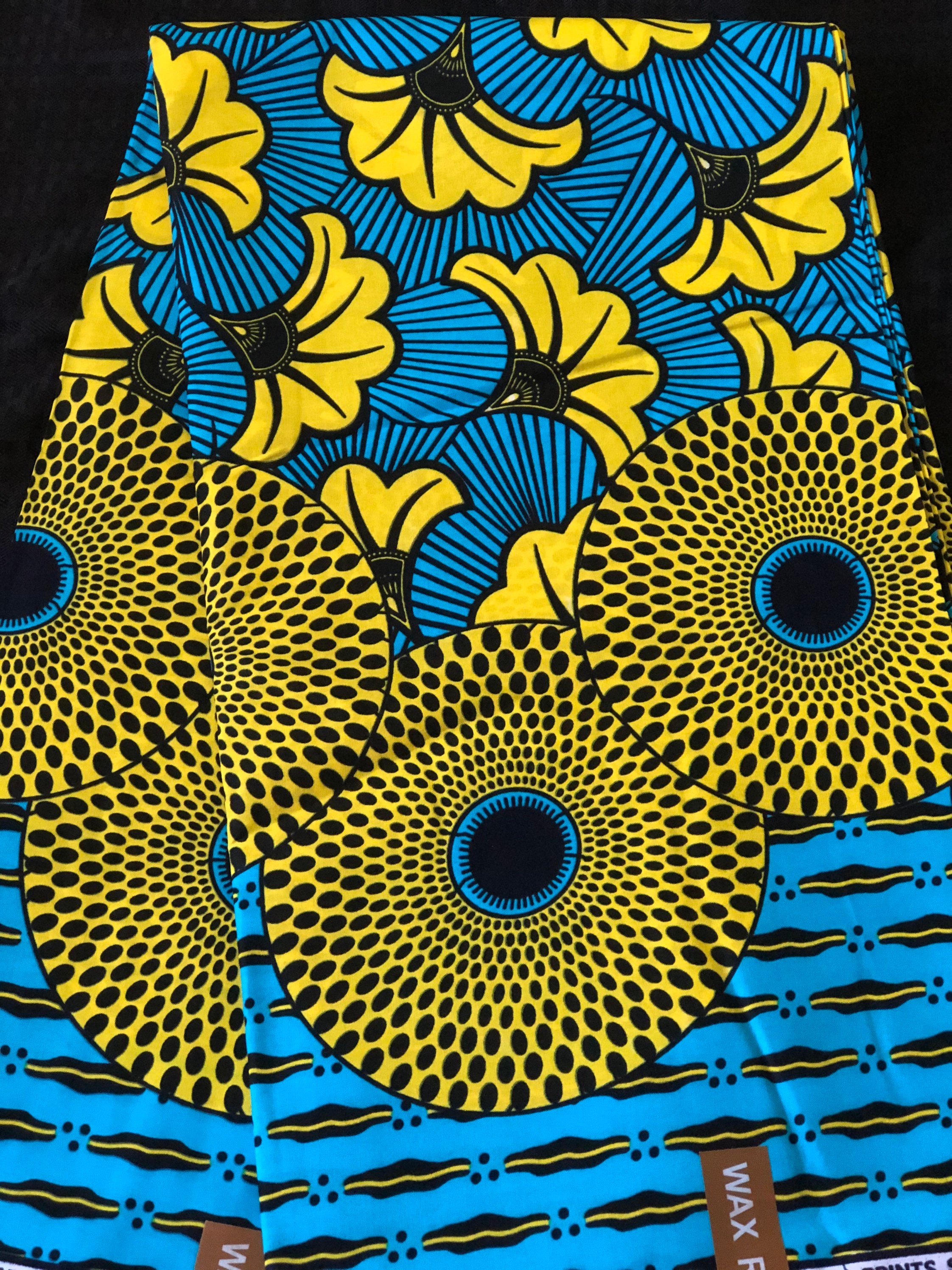 BLG1 African fabric per yard yellow lime green blue floral floral petal  bullseye ankara/ african Wax Print/ ethnic print/ traditional print