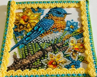 3d Diamond Painted Bird Card with Trim Border Debbie Davis Designs