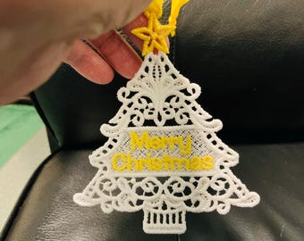 Christmas Tree Ornament, Free Standing Lace