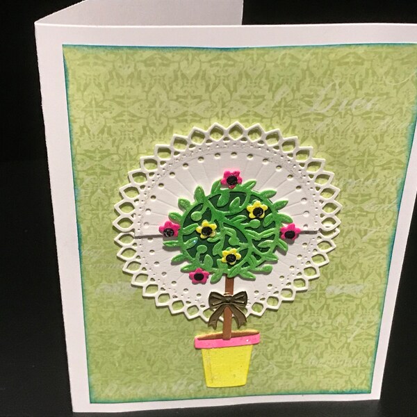 Womens Birthday Card, Card that is a Gift, Topiary Birthday Card, DebbiesCardShop, Unique Card, Heartfelt Creations, Spellbinders Dies