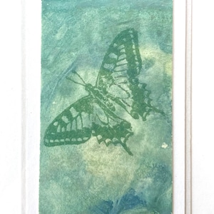 Carte vierge peinte à la main en forme de papillon machaon en relief, fabrication individuelle (non reproduite) : A6, SKU A6BLA1042