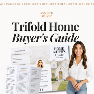 Trifold Editable Home Buyer Brochure Template – Real Estate Trifold Canva Design – Printable Realtor Marketing Flyer