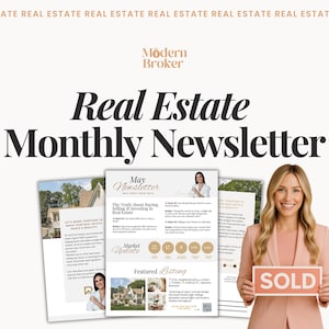 Luxury Real Estate Newsletter Bundle | Editable Monthly Realtor Newsletter Templates | Real Estate Marketing & Farming Content