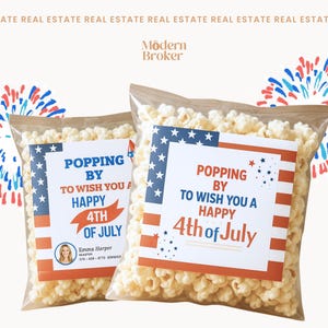 4th of July Real Estate Pop By Tag Templates | Canva Editable Digital Download