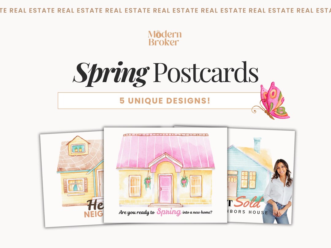 Real Estate Hello Spring Postcard, Real Estate Marketing, Agent Spring ...