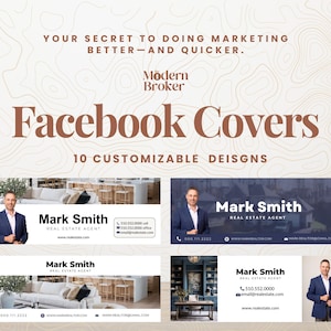 Luxury Real Estate Facebook Cover | Modern Real Estate Template | Real Estate Agent Social Media Bundle – 10 Designs