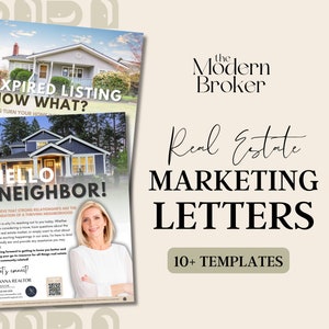 Pacchetto di 10 modelli di lettere di marketing immobiliare / Annunci scaduti, FSBO, ricerca di potenziali clienti, Open House, aggiornamenti di mercato, pignoramento