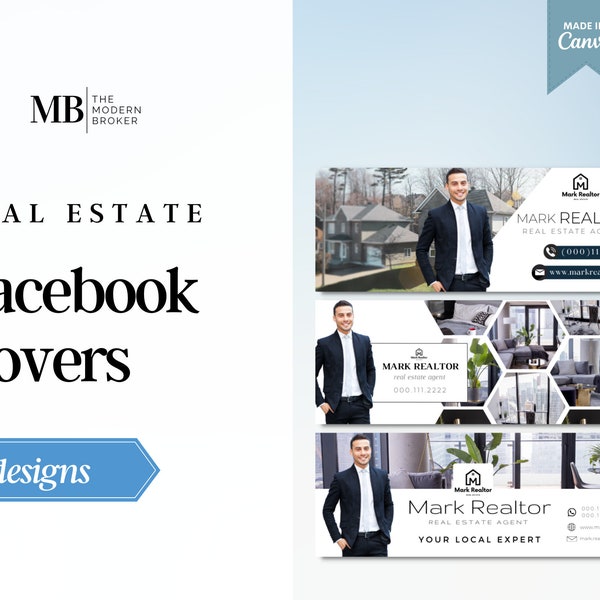 Realtor Facebook Cover Templates | 7 Templates | Real Estate Facebook Banner | Real Estate Marketing Social Media Template