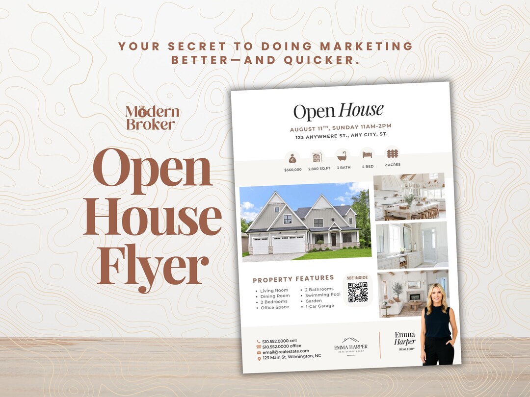 Real Estate Open House Flyer Template | Editable Canva Design | 8.5x11 ...