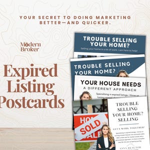 Expired Listing Postcards  | 4 Realtor Expired Listing Postcards | Postcards Realtor |  Real Estate Farming