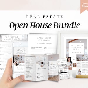 Opendeurdag-bundel | Marketingmateriaal voor onroerend goed | Opendeurdag Inloggen | Vastgoedmarketing | Canvassjabloon | Kopergids | Open huis