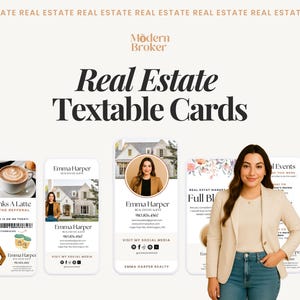 Offre groupée pour l'immobilier - Cartes de visite numériques et modèles de SMS modifiables pour les agents immobiliers