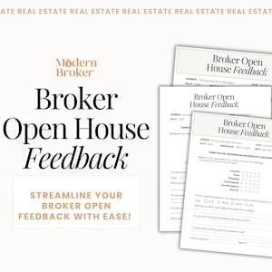 Broker Open Feedback Form, Real Estate Agent Open House Feedback Form, Brokers Open Feedback Questionnaire Canva, Realtor Tour Feedback Form