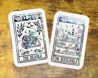 The Reader/The Bookshelf tarot card themed sticker decal