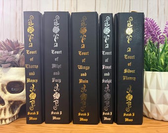 ACOTAR series rebind, black faux leather, ready to ship