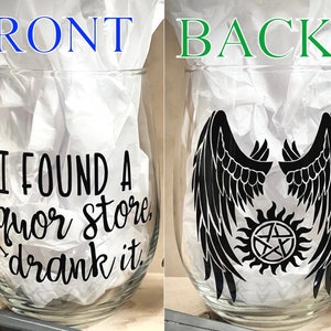 Supernatural Castiel inspired wine glass