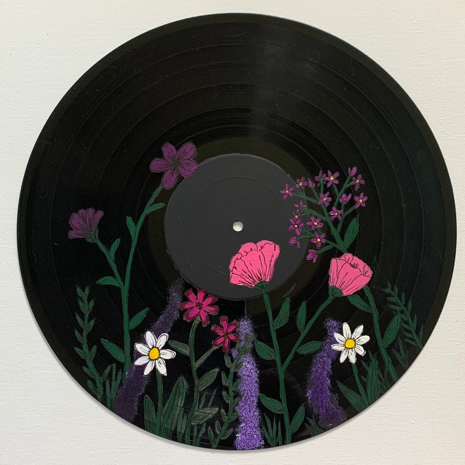 Wildflower Painted Vinyl Record Etsy